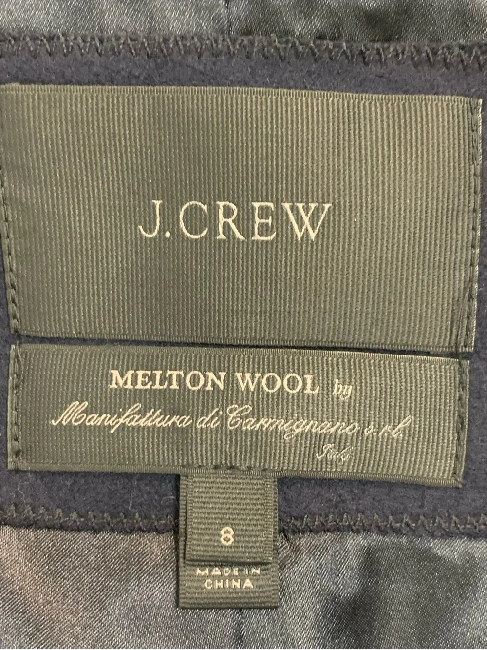 J Crew Women 8 Melton Wool Coat Faux Fur Collar Gold Crest Buttons Navy Overcoat